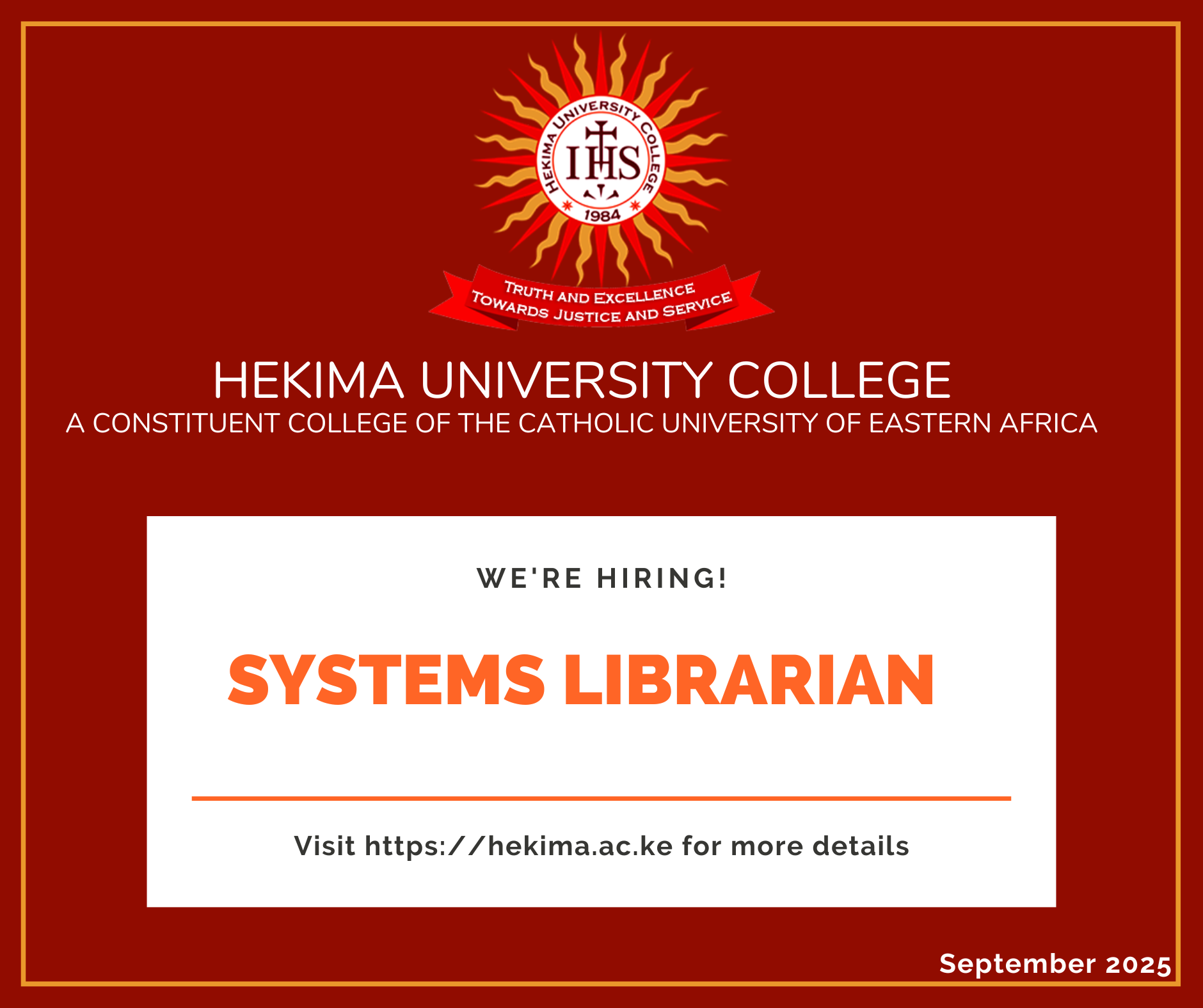 Systems Librarian Vacancy